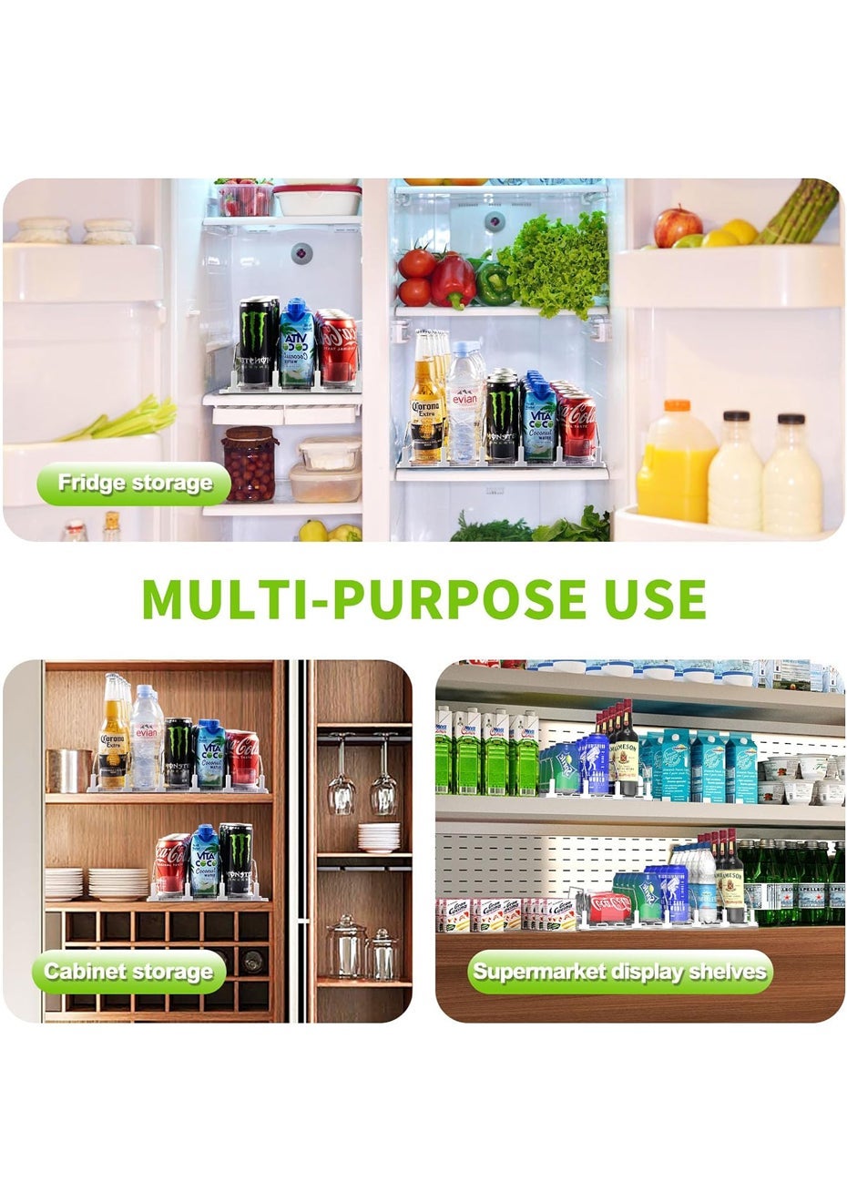3 Row Soda Can Dispenser with Spring Loaded Pusher - Onceit