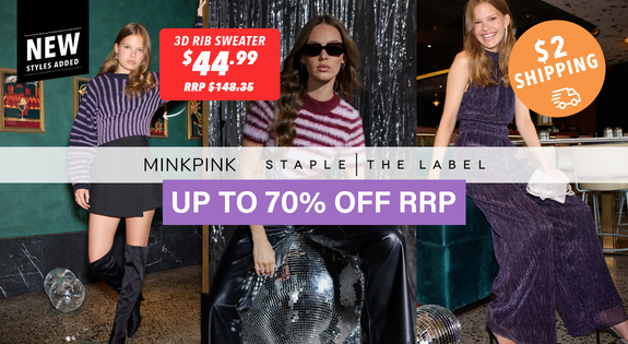 Shop the $2 Shipping - MinkPink + Staple The Label - Up to 70% Off RRP sale