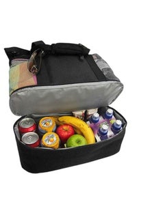Extra Large Mesh Beach Bag with Cooler Compartment - Black