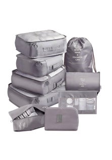 9 PCs Premium Travel Organizer Storage Bags - Grey
