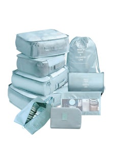 9 PCs Premium Travel Organizer Storage Bags - Blue
