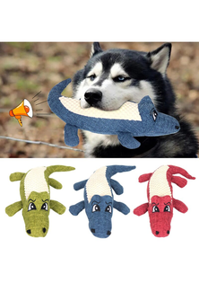 Pet Chew Toys Interactive Cartoon Plush Alligator Shape Dog Grinding Teeth Training Supplies - Blue