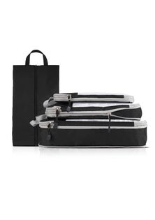 Pack of 4 Expanding Compression Travel Cube Organizers - Black