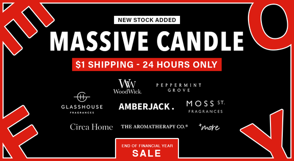 Shop the Massive Candle EOFY $1 Shipping 24 hours sale