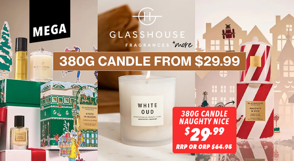Shop the MEGA GLASSHOUSE & MORE - 380g Candle From $29.99 sale