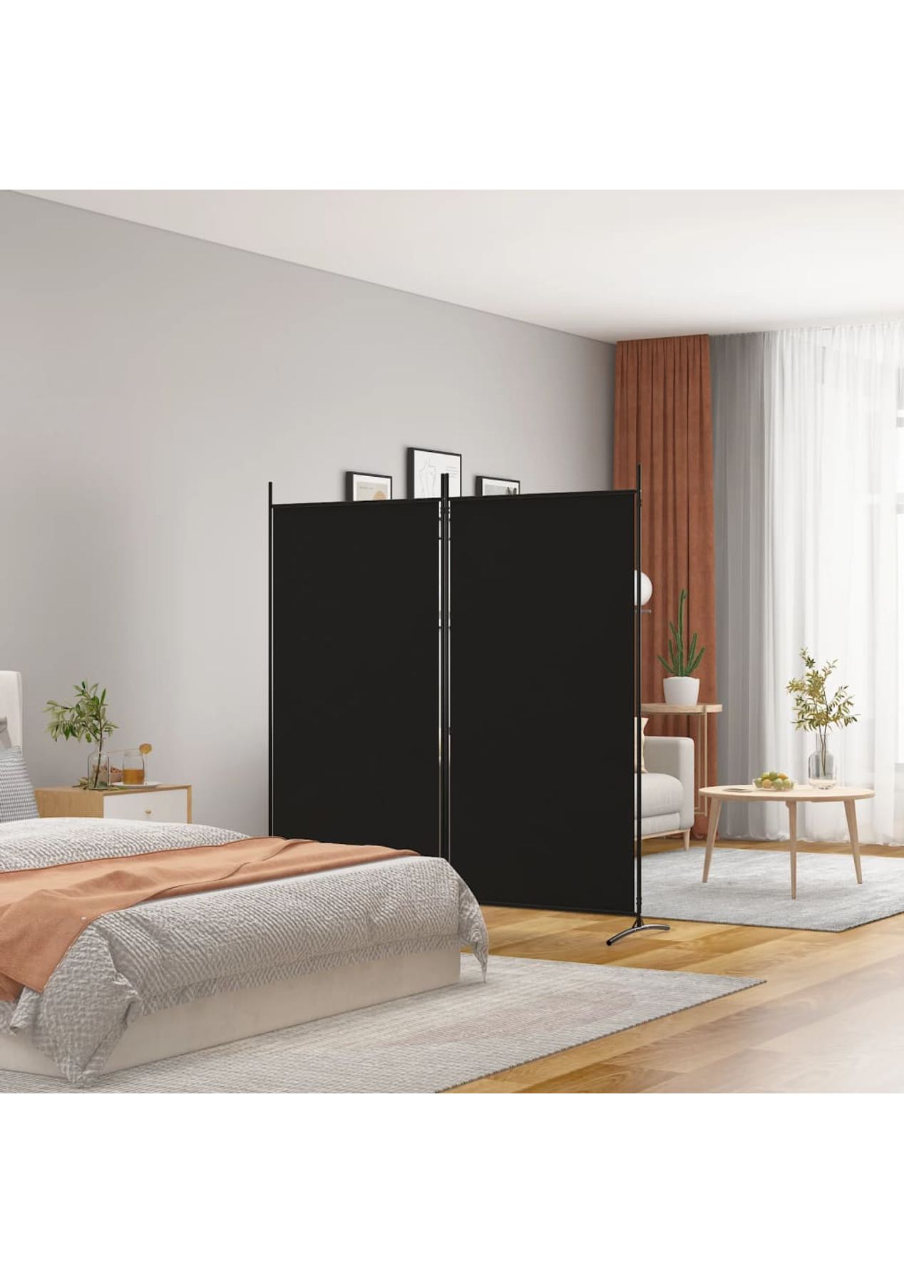 Vida Xl Vidaxl 2 Panel Room Divider Black 175X180 Cm Fabric Screens ...