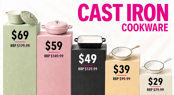 Shop the CAST IRON COOKWARE - $29, $39, $49, $59 or $69! sale