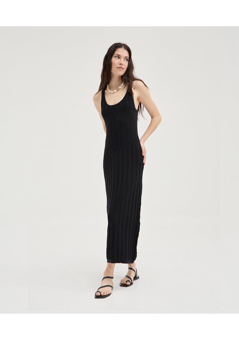 Holiday Shop - Contrast Knit Dress - Black - Onceit