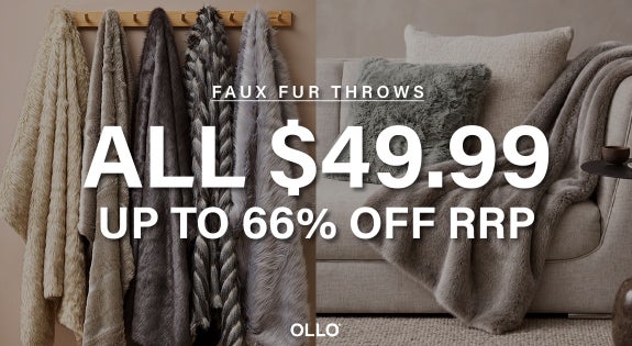 Shop the ALL $49.99 FAUX FUR THROWS UP TO 66% OFF RRP! sale