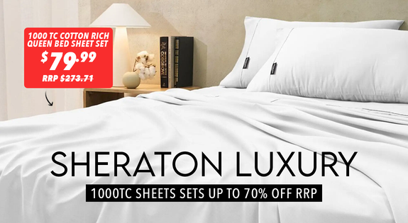 Shop the Huge Sheraton Clearance - 1000TC Sheets Sets Up To 70% Off RRP sale