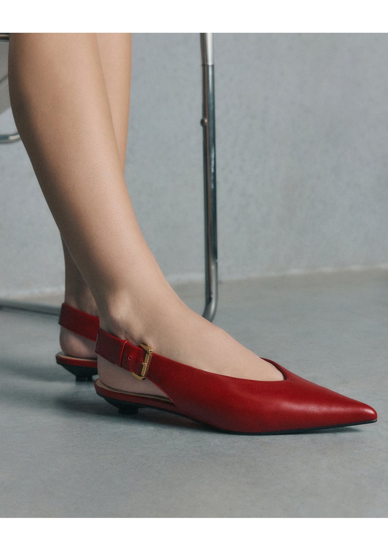 Jo Mercer - Albie Dress Flats Ruby Red Leather - Onceit