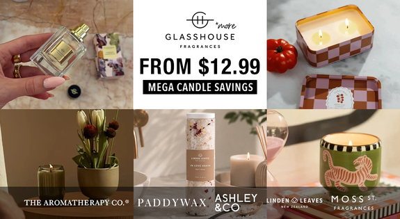 Shop the Glasshouse & More - Mega Candle Savings From $12.99 sale